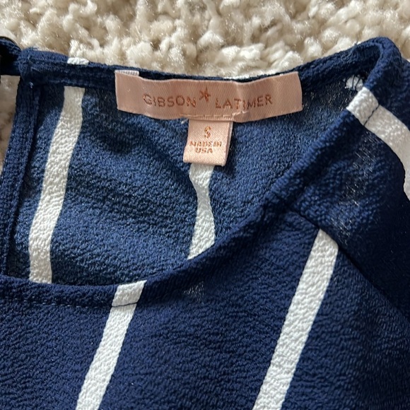 Navy and White Striped Women's Top - Picture 2 of 4